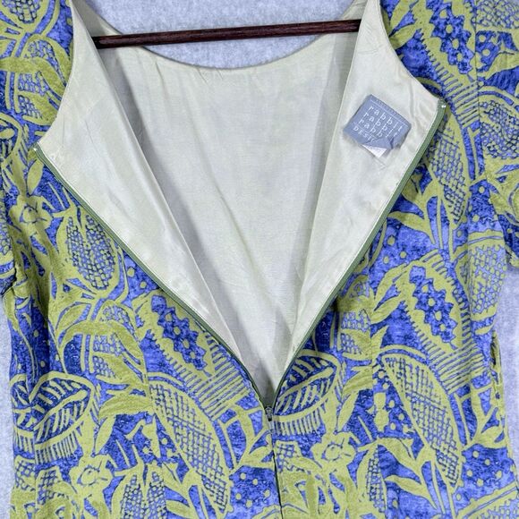 Rabbit Designs Dress Womens Sz 10 Blue Green Floral Print Round Neck Sleeveless - Picture 5 of 12